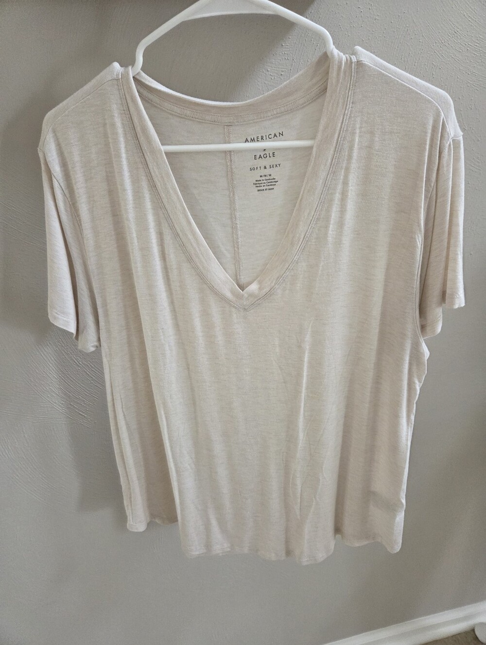 American Eagle Beige V Neck Top